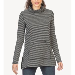 Lilla P. cotton striped cowlneck tunic